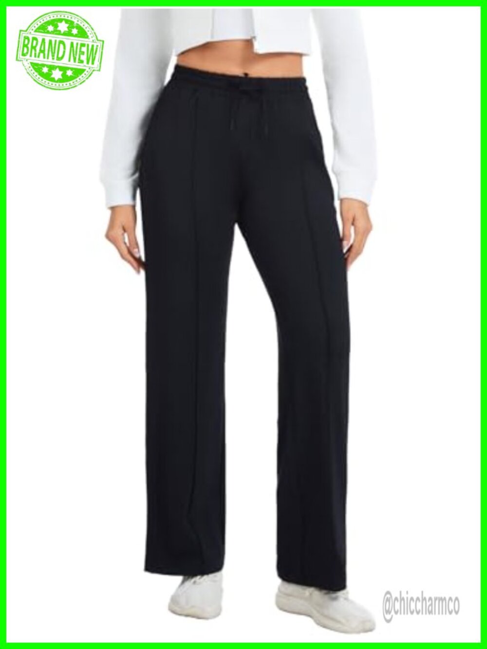 Women's Track Pants Loose Straight Leg Jogging Sweatpants Zip Pockets